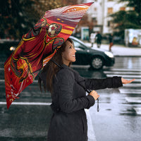 Personalized Spain Football Bull Mascot Umbrella Dynamic Spanish Sunburst Abstract Flame