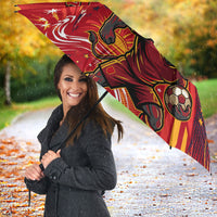 Personalized Spain Football Bull Mascot Umbrella Dynamic Spanish Sunburst Abstract Flame