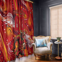 Personalized Spain Football Bull Mascot Window Curtain Dynamic Spanish Sunburst Abstract Flame