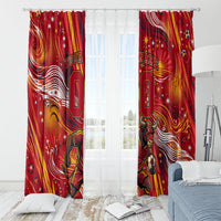 Personalized Spain Football Bull Mascot Window Curtain Dynamic Spanish Sunburst Abstract Flame