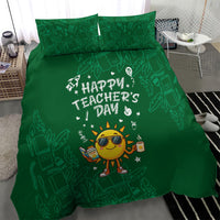 Happy Teachers Day Sun Mascot Bedding Set Cute Cartoon Sunshine School Supplies Graphic Illustration
