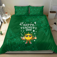 Happy Teachers Day Sun Mascot Bedding Set Cute Cartoon Sunshine School Supplies Graphic Illustration