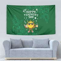 Happy Teachers Day Sun Mascot Tapestry Cute Cartoon Sunshine School Supplies Graphic Illustration