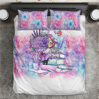 Happy Teachers Day Girl Floral Bouquet Books Bedding Set Cute Pastel Watercolor Cartoon School Educator Appreciation