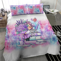 Happy Teachers Day Girl Floral Bouquet Books Bedding Set Cute Pastel Watercolor Cartoon School Educator Appreciation