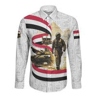 Egyptian Armed Forces Long Sleeve Button Shirt Military Pharaoh Pyramids Egyptian Hieroglyphs