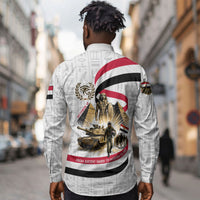 Egyptian Armed Forces Long Sleeve Button Shirt Military Pharaoh Pyramids Egyptian Hieroglyphs