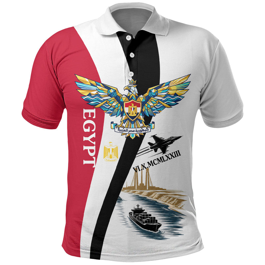 Egyptian Armed Forces Polo Shirt Military Flag Jet Fighter - Suez Canal - Eagle Of Saladin