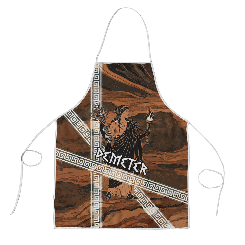 Demeter Lady Of The Harvest Apron Orange Marble Greek Key Pattern Mythology