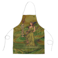 Demeter Goddess Of Spring Apron Olive Green Gold Greek Key Pattern Cornucopia