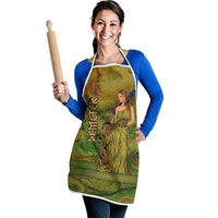 Demeter Goddess Of Spring Apron Olive Green Gold Greek Key Pattern Cornucopia