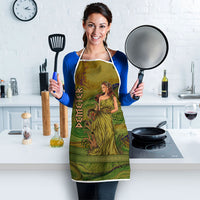 Demeter Goddess Of Spring Apron Olive Green Gold Greek Key Pattern Cornucopia
