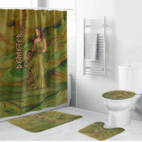 Demeter Goddess Of Spring Bathroom Set Olive Green Gold Greek Key Pattern Cornucopia