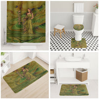 Demeter Goddess Of Spring Bathroom Set Olive Green Gold Greek Key Pattern Cornucopia