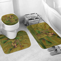 Demeter Goddess Of Spring Bathroom Set Olive Green Gold Greek Key Pattern Cornucopia