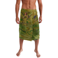 Demeter Goddess Of Spring Lavalava Olive Green Gold Greek Key Pattern Cornucopia