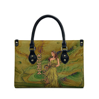 Demeter Goddess Of Spring Leather Bag Olive Green Gold Greek Key Pattern Cornucopia