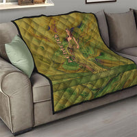 Demeter Goddess Of Spring Quilt Olive Green Gold Greek Key Pattern Cornucopia