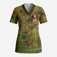 Demeter Goddess Of Spring Scrub Top Olive Green Gold Greek Key Pattern Cornucopia