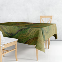 Demeter Goddess Of Spring Tablecloth Olive Green Gold Greek Key Pattern Cornucopia