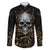 Skull Mable Golden Abstract Art Family Matching Off Shoulder Long Sleeve Dress and Hawaiian Shirt Fuck You Excuses Learn To Admit When You Fuck Up - Wonder Print Shop