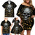 Skull Mable Golden Abstract Art Family Matching Off Shoulder Short Dress and Hawaiian Shirt Fuck You Excuses Learn To Admit When You Fuck Up - Wonder Print Shop