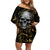 Skull Mable Golden Abstract Art Family Matching Off Shoulder Short Dress and Hawaiian Shirt Fuck You Excuses Learn To Admit When You Fuck Up - Wonder Print Shop