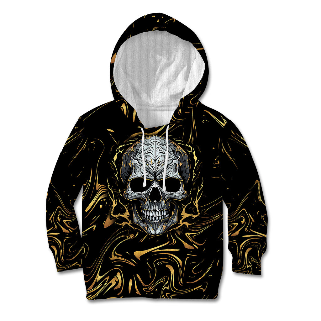 Skull Mable Golden Abstract Art Kid Hoodie Fuck You Excuses Learn To Admit When You Fuck Up - Wonder Print Shop