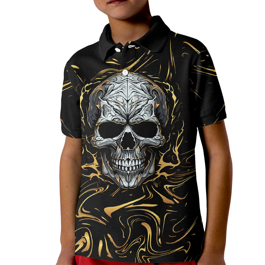 Skull Mable Golden Abstract Art Kid Polo Shirt Fuck You Excuses Learn To Admit When You Fuck Up - Wonder Print Shop