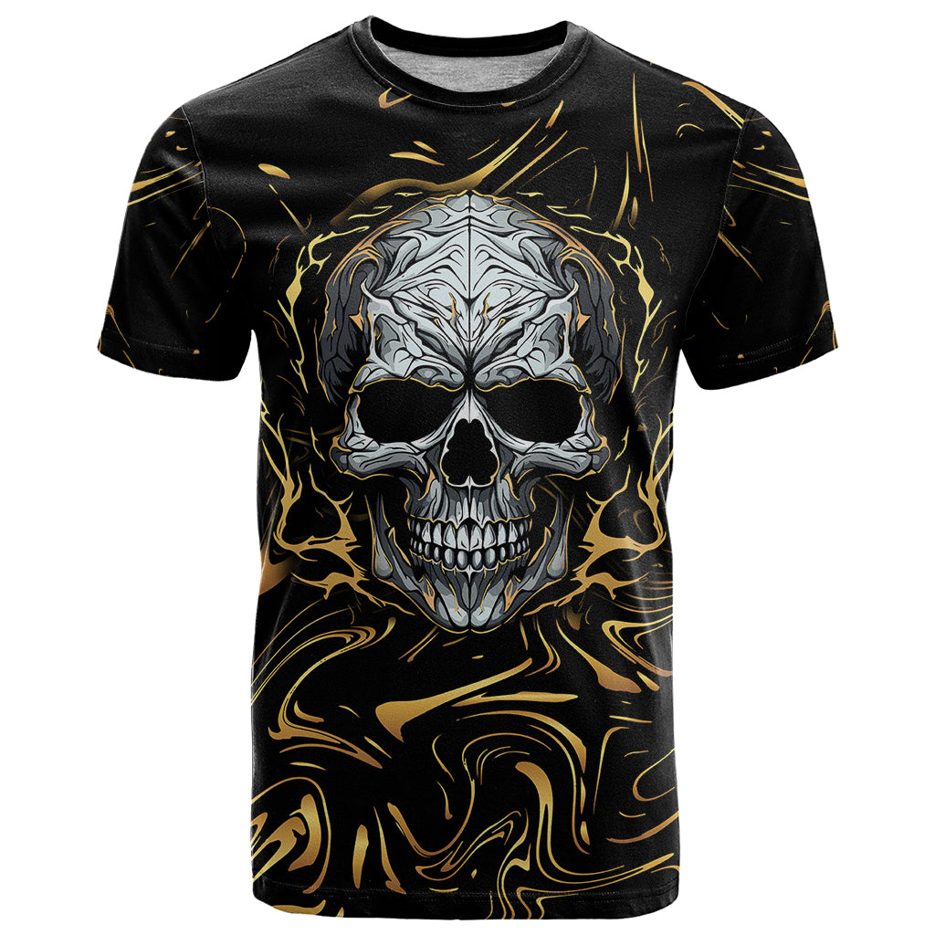 Skull Mable Golden Abstract Art T Shirt Fuck You Excuses Learn To Admit When You Fuck Up - Wonder Print Shop