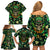 Skull and Shamrock Leaf Pattern Family Matching Off Shoulder Short Dress and Hawaiian Shirt Good Luck - Wonder Print Shop