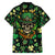 Skull and Shamrock Leaf Pattern Family Matching Off Shoulder Short Dress and Hawaiian Shirt Good Luck - Wonder Print Shop