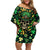 Skull and Shamrock Leaf Pattern Family Matching Off Shoulder Short Dress and Hawaiian Shirt Good Luck - Wonder Print Shop