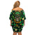 Skull and Shamrock Leaf Pattern Family Matching Off Shoulder Short Dress and Hawaiian Shirt Good Luck - Wonder Print Shop