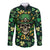 Skull and Shamrock Leaf Pattern Long Sleeve Button Shirt Good Luck - Wonder Print Shop