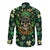 Skull and Shamrock Leaf Pattern Long Sleeve Button Shirt Good Luck - Wonder Print Shop