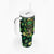 Skull and Shamrock Leaf Pattern Tumbler With Handle Good Luck - Wonder Print Shop