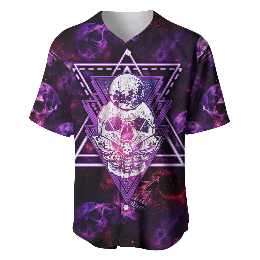 Skull and Moth Baseball Jersey Fantasy Cosmic Abstract - Grunge Purple Art - Wonder Print Shop