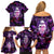 Skull and Moth Family Matching Off Shoulder Short Dress and Hawaiian Shirt Fantasy Cosmic Abstract - Grunge Purple Art - Wonder Print Shop