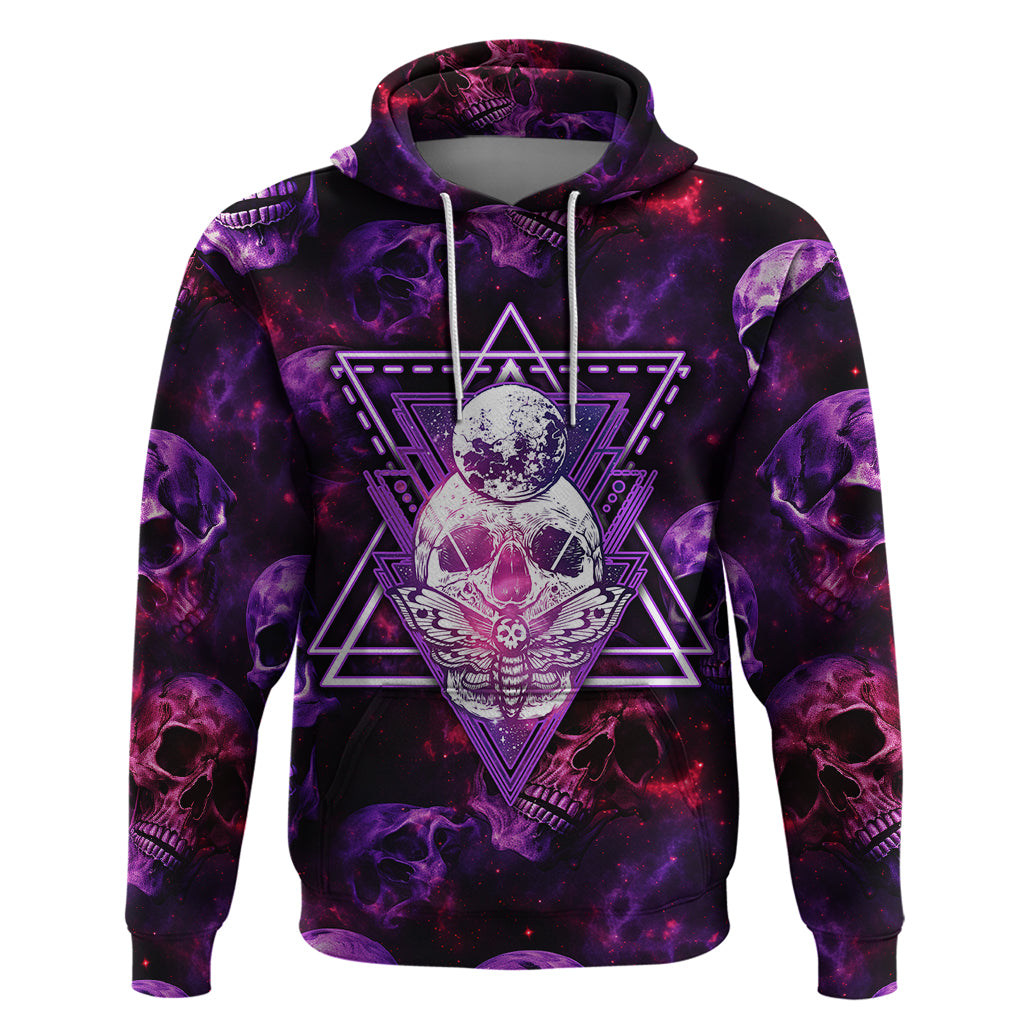 Skull and Moth Hoodie Fantasy Cosmic Abstract - Grunge Purple Art - Wonder Print Shop