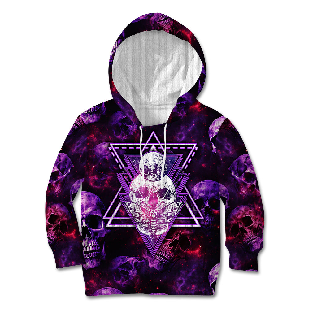 Skull and Moth Kid Hoodie Fantasy Cosmic Abstract - Grunge Purple Art - Wonder Print Shop