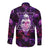 Skull and Moth Long Sleeve Button Shirt Fantasy Cosmic Abstract - Grunge Purple Art - Wonder Print Shop