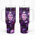 Skull and Moth Tumbler With Handle Fantasy Cosmic Abstract - Grunge Purple Art - Wonder Print Shop