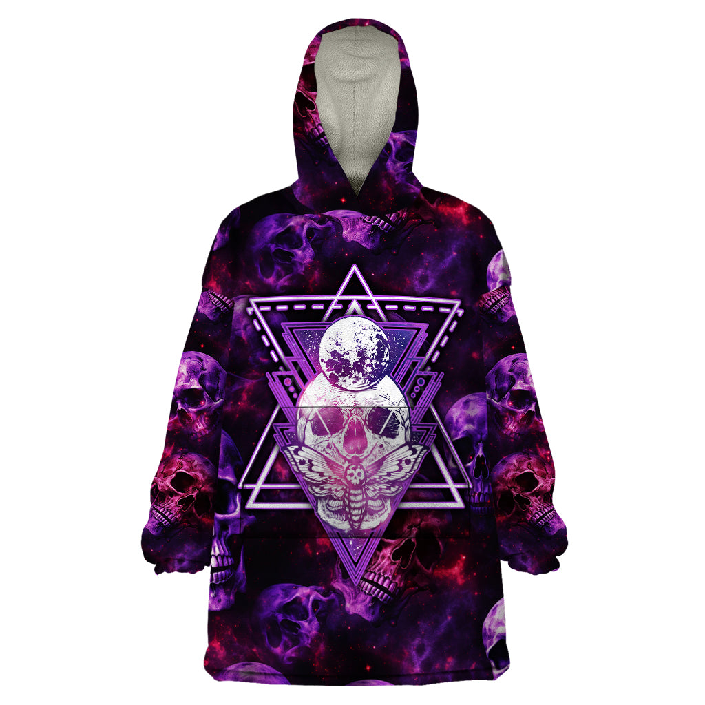 Skull and Moth Wearable Blanket Hoodie Fantasy Cosmic Abstract - Grunge Purple Art - Wonder Print Shop