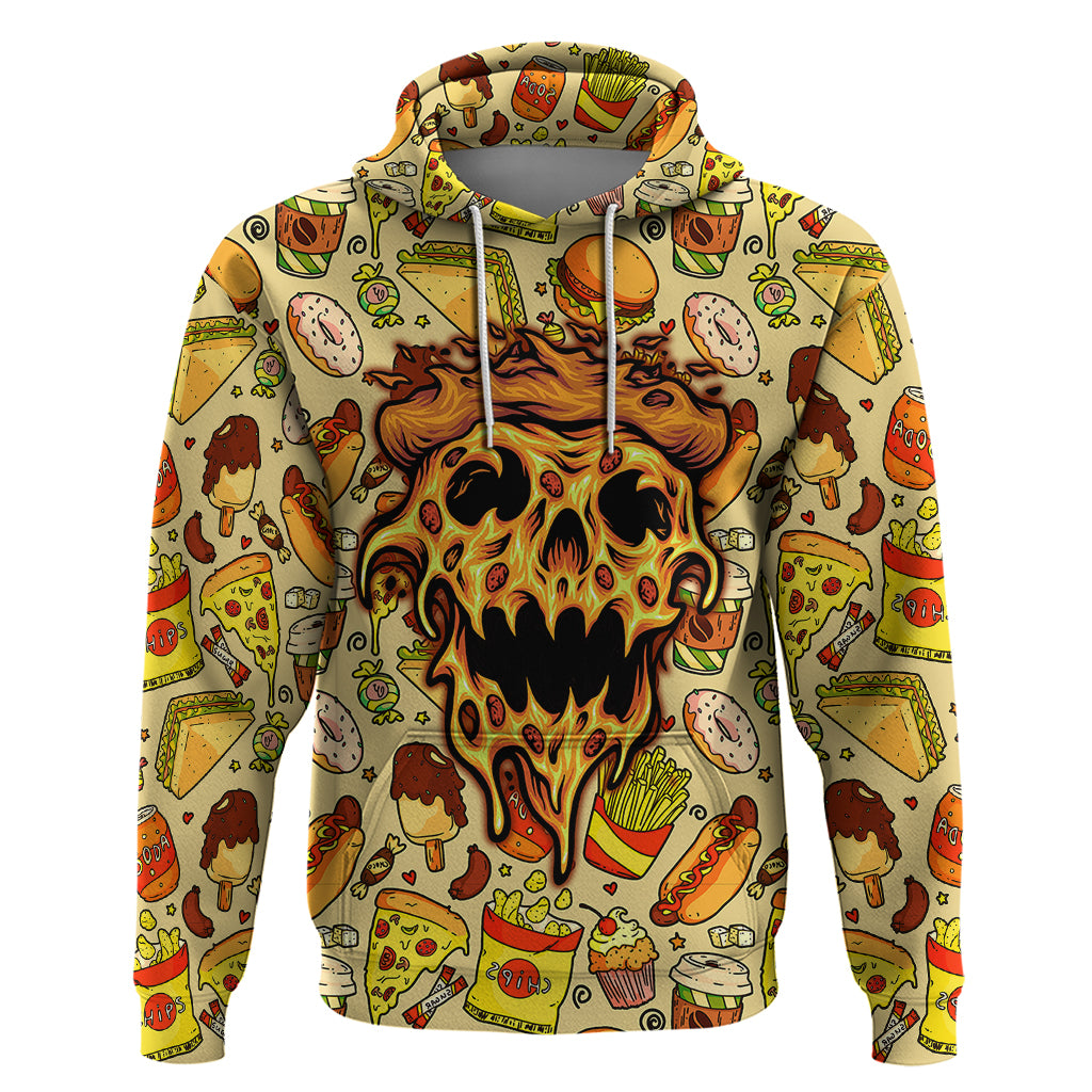 Skull Pizza Pattern Hoodie Rest in pizza - Wonder Print Shop