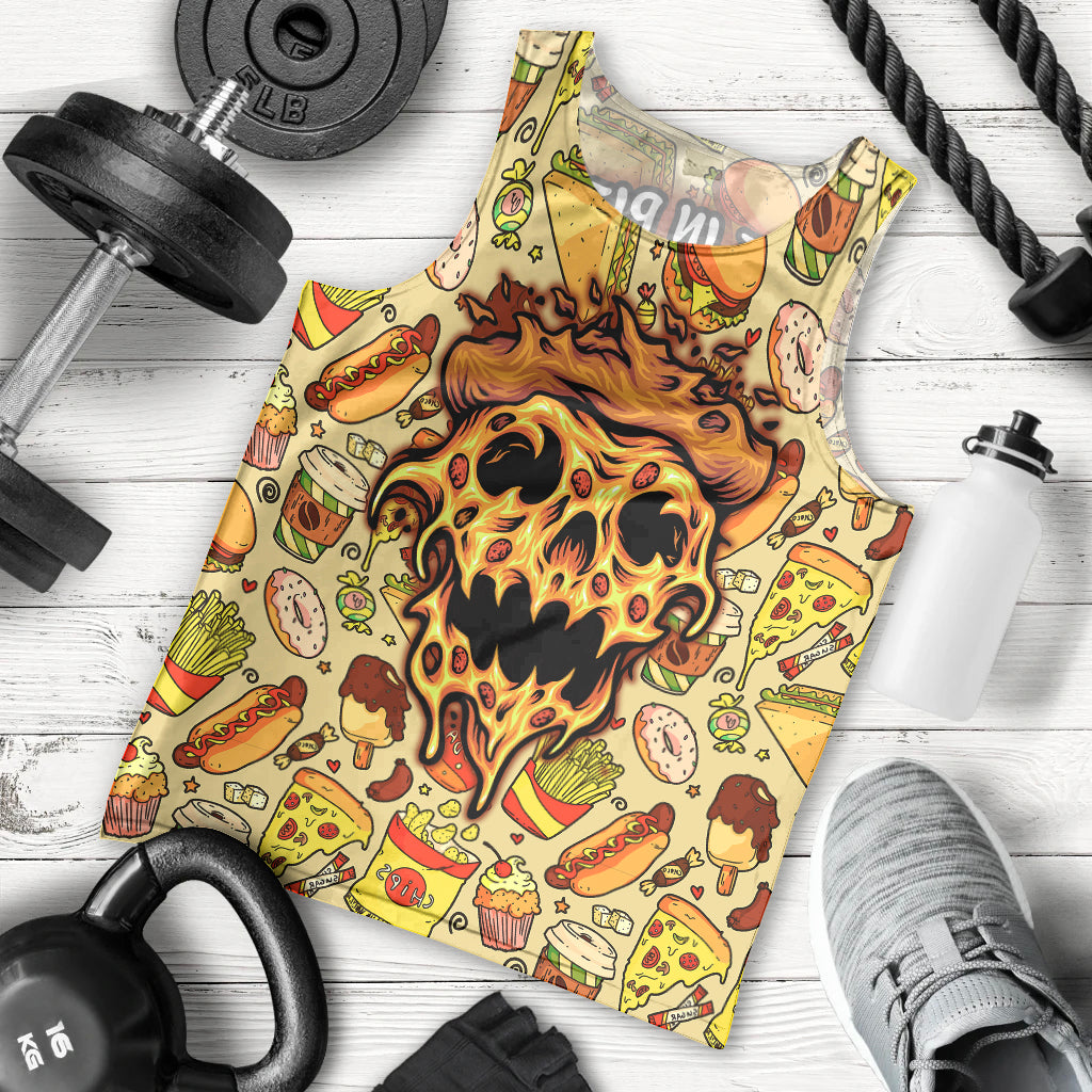 Skull Pizza Pattern Men Tank Top Rest in pizza - Wonder Print Shop