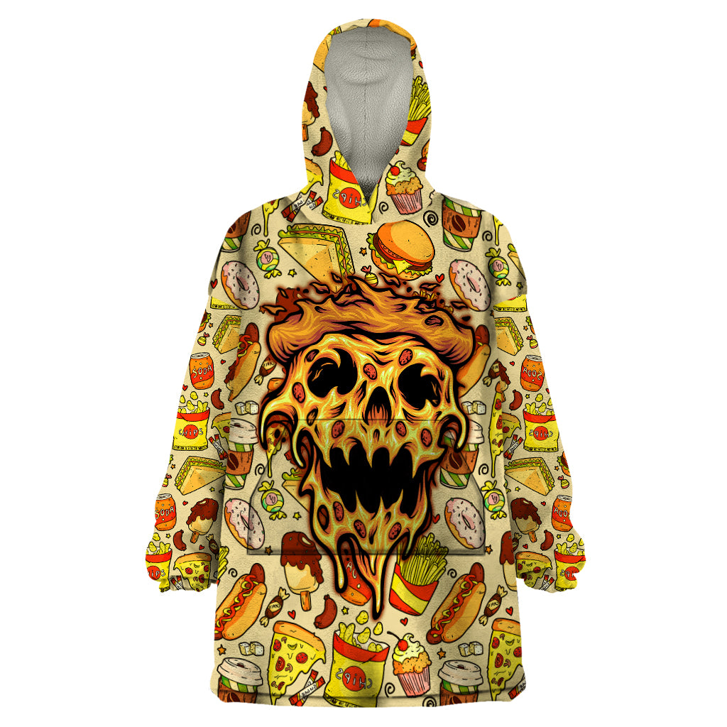 Skull Pizza Pattern Wearable Blanket Hoodie Rest in pizza - Wonder Print Shop