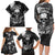 Skull Grunge Pattern Family Matching Long Sleeve Bodycon Dress and Hawaiian Shirt Warning I'm an Asshole - Wonder Print Shop