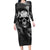 Skull Grunge Pattern Family Matching Long Sleeve Bodycon Dress and Hawaiian Shirt Warning I'm an Asshole - Wonder Print Shop