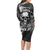 Skull Grunge Pattern Family Matching Long Sleeve Bodycon Dress and Hawaiian Shirt Warning I'm an Asshole - Wonder Print Shop